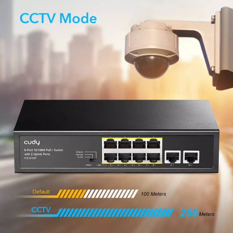 Cudy FS1010P netwerkswitch Fast Ethernet (10/100) Power over Ethernet (PoE) zwart