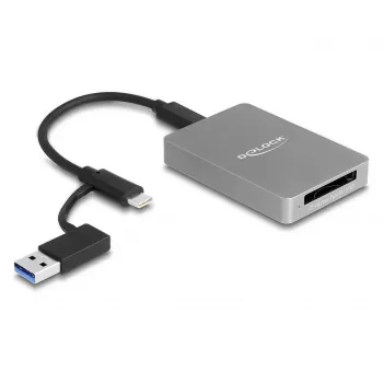 DeLOCK USB Type-C kaartlezer CFexpress XQD aluminium grijs 10000 Mbit/s