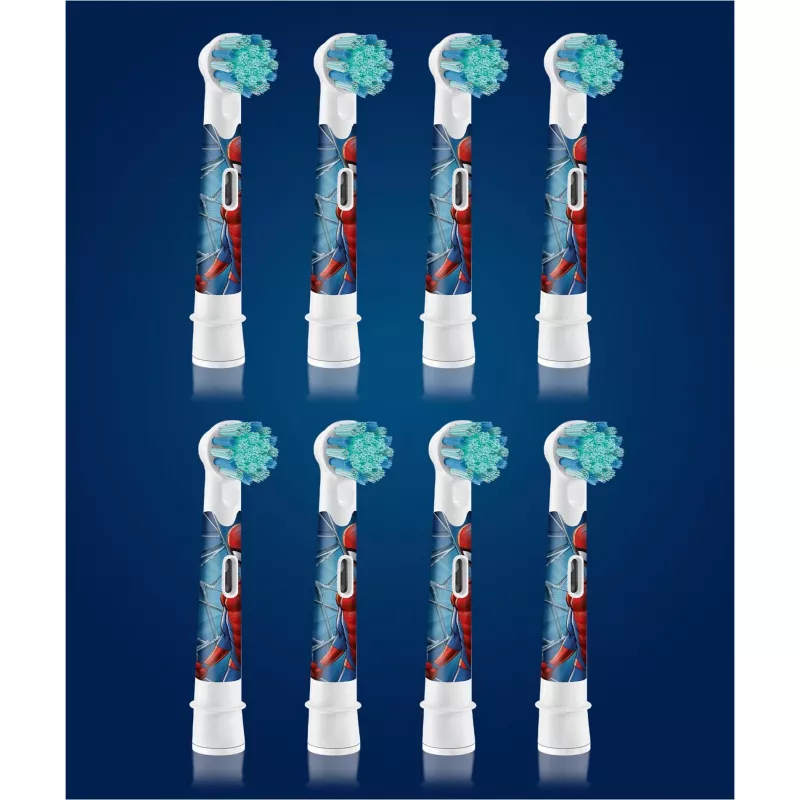 Oral-B Kids Spiderman vervangende borstelkoppen, wit, 8 stuks