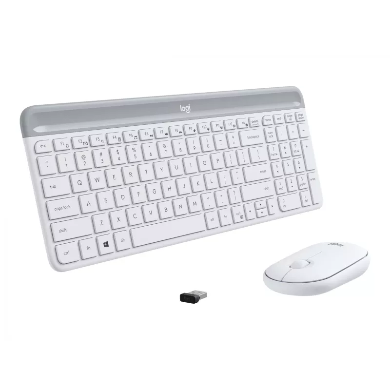 Logitech Slim Wireless Combo MK470 - toetsenbord-muisset - draadloos - 2,4 GHz - Spaans - off-white (920-009199)