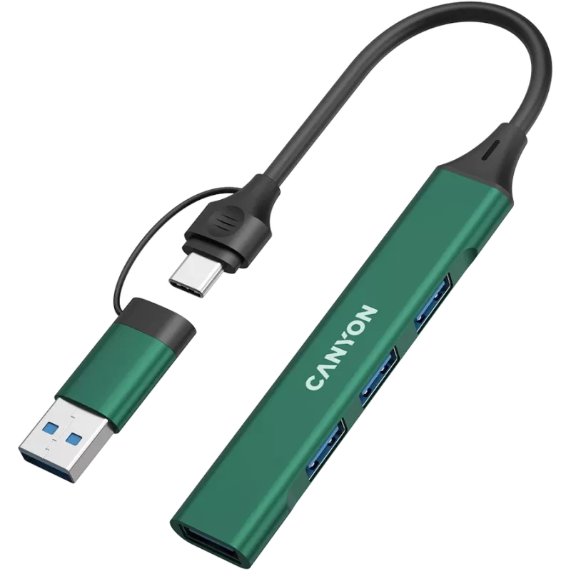 CANYON hub DS-02 4in1 USB-A/C groen