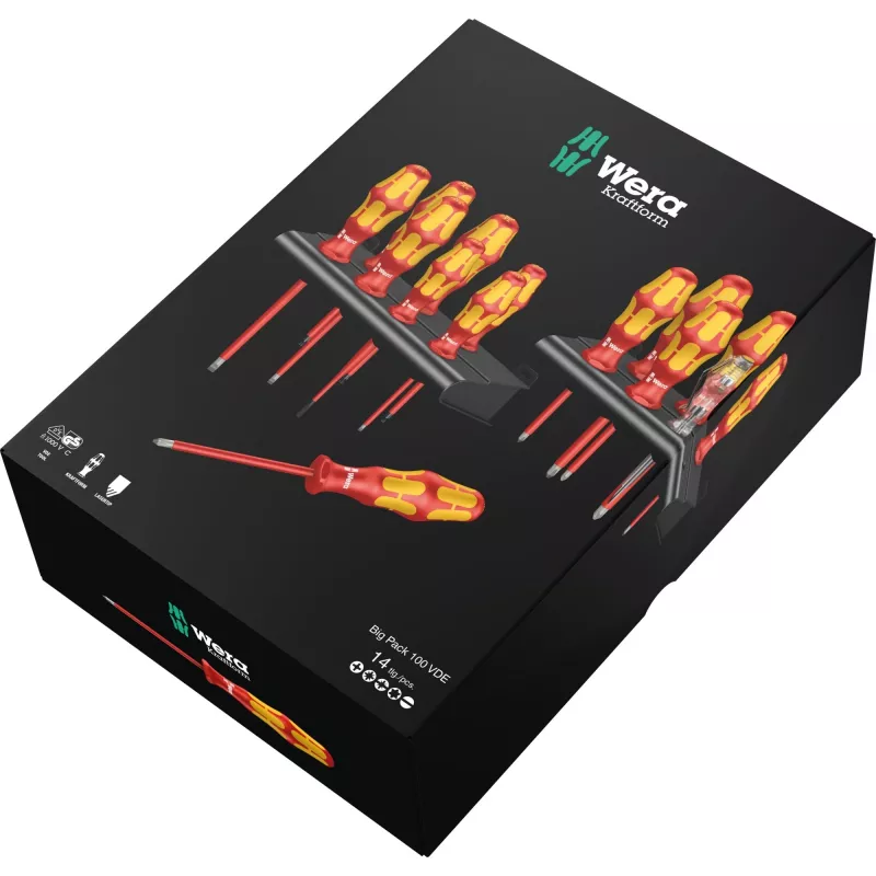 Wera Kraftform Big Pack 100 VDE - schroevendraaierset - 14 stuks - geïsoleerd (05105631001)