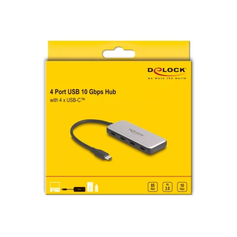 DeLOCK 64261 USB 3.2 Gen 1 Type-C hub 10000 Mbit/s zwart grijs