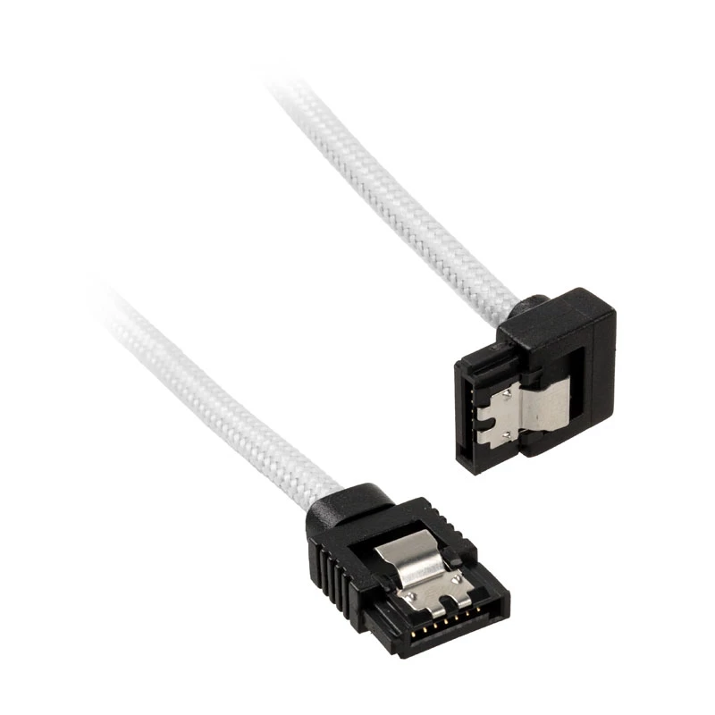 Corsair CC-8900279 Premium gesleeved SATA-kabel, gehoekt, 30 cm, wit, verpakking van 2
