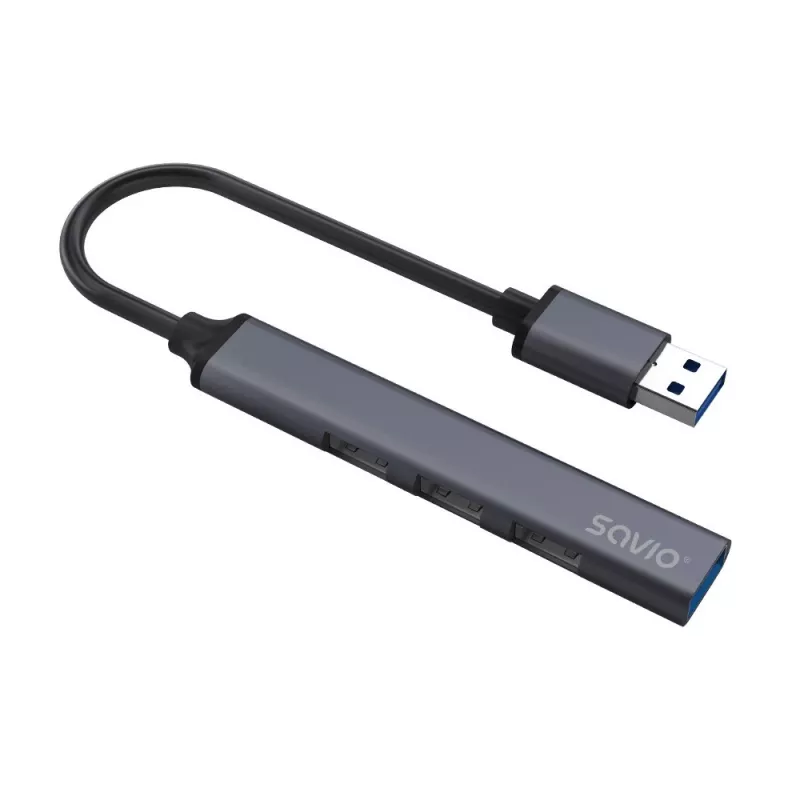 Savio AK-70 USB-A-hub, 4-in-1: 3 x USB-A 2.0 + 1 x USB-A 3.1 Gen 1, 5 Gbps