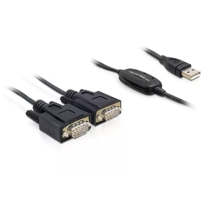 Seriële kabel DeLOCK 2x RS232/USB 2.0 zwart 61886