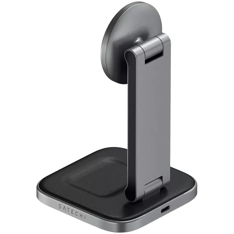 SATECHI 3-in-1 opvouwbaar Qi2 draadloos oplaadstation (Space Gray) met Type-A-, C-, G-stekkers