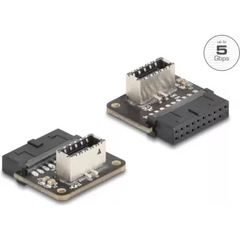 DeLOCK 67239 kabeladapter 19-pins USB USB Type-E zwart roestvrijstaal