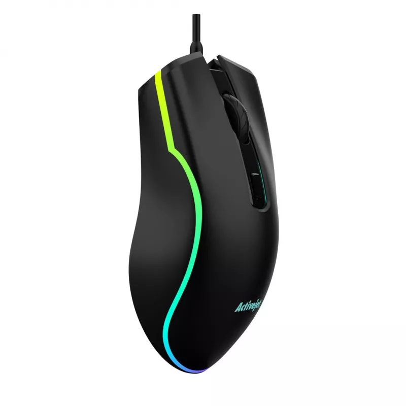Bedrade verwarmde gaming-muis ActiveJet AMY-W390 — dubbelhandig, optisch 2000 DPI, USB Type-A, 4 knoppen, zwart