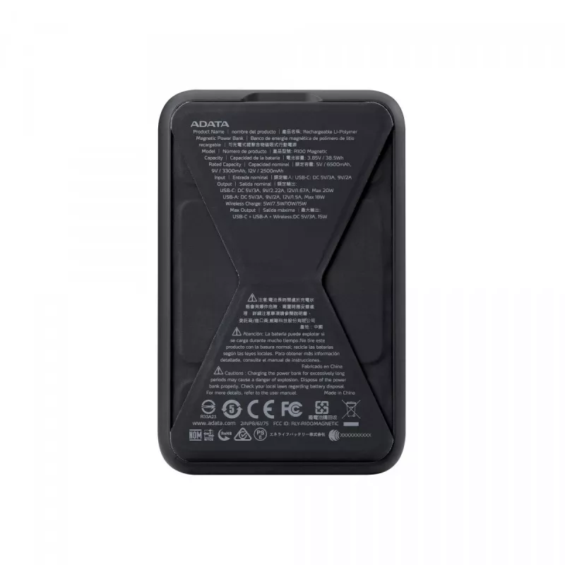 ADATA PR100-12BK powerbank Lithium-Polymer (LiPo) 10000 mAh draadloos laden zwart
