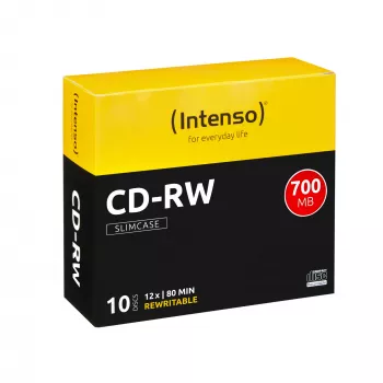 Herschrijfbare CD-RW INTENSO 700 MB / 80 min, 12x, 10-pack, 120 mm (slimcase)