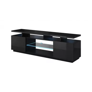 Tv-meubel cama meble EVA 180x40x56 cm, zwart glanzend, MDF-blad, zwart frame