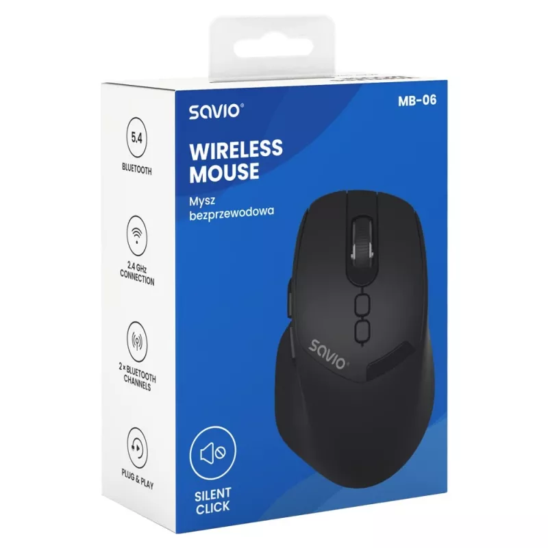 Savio MB-06 muis universeel dubbelhandig Bluetooth 3800 DPI