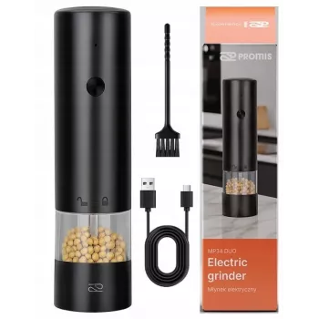 Zoutmolen PROMIS MP34, keramisch maalwerk, verstelbare maalgraad, 180 mm, zwart, USB