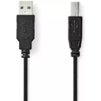 Nedis USB-kabel | USB 2.0 | USB-A-stekker | USB-B-stekker - 10 W | 480 Mbit/s | vernikkeld | 1,00 m | rond | PVC | zwart | etiket