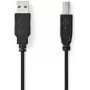 Nedis USB-kabel | USB 2.0 | USB-A-stekker | USB-B-stekker - 10 W | 480 Mbit/s | vernikkeld | 1,00 m | rond | PVC | zwart | etiket