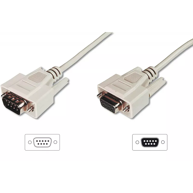 Digitus ASSMANN - seriële verlengkabel - DB-9 (V) naar DB-9 (M) - 5 m - gevormd, duimschroeven - beige (AK-610203-050-E)