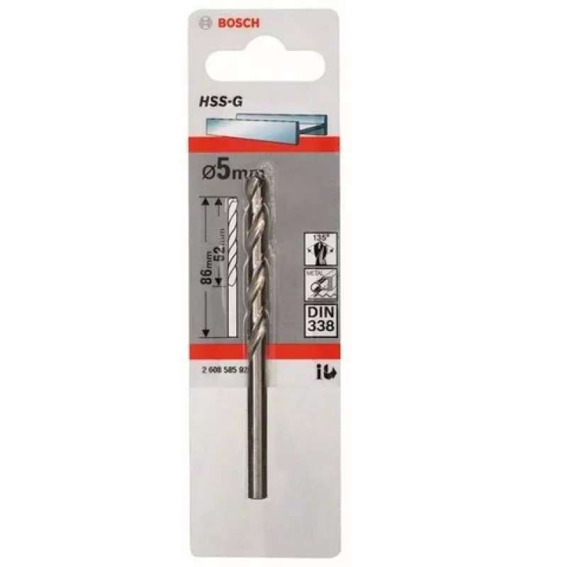 Spiraalboor Bosch metaalboor HSS-G DIN 338 5 mm