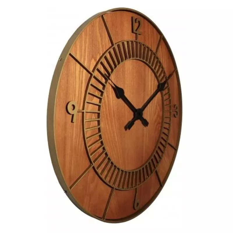 NeXtime klok 3113br Wood Round, Ø50 cm, wandklok, bruin