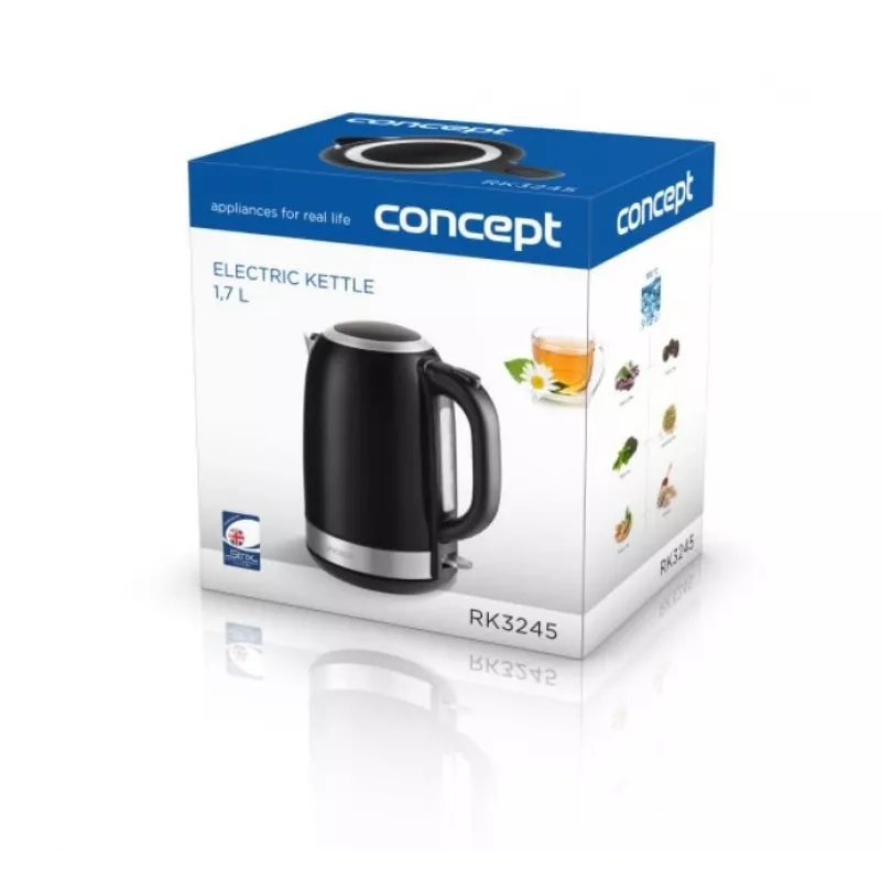 Waterkoker Concept Solution RK3245 — 1,7 l, 2200 W, roestvrij staal, zwart
