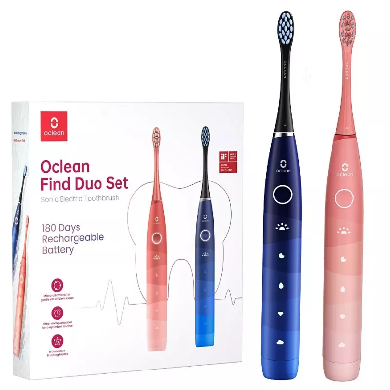 Sonische tandenborstel Oclean Flow Find Duo set volwassenen blauw roze OCLEAN