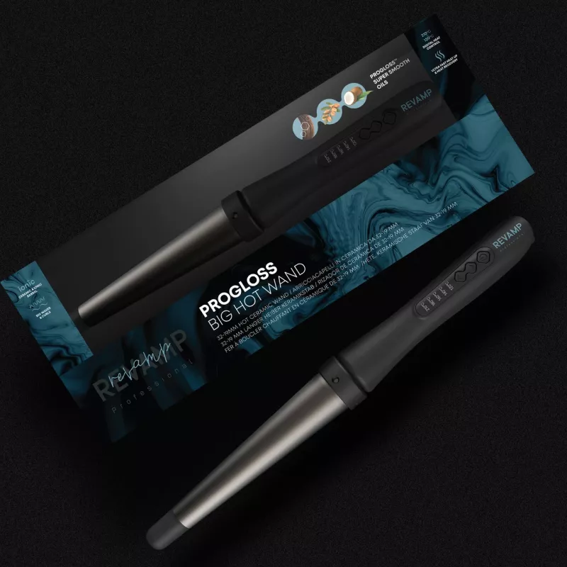 Revamp Progloss WD-1000-EU grote krulstaaf, conische keramische loop 32-19 mm, 120-210 °C, 5 temperaturen, zwart