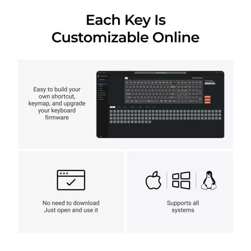 Mechanisch full-size toetsenbord Keychron Q6 Max – rode switches, witte behuizing