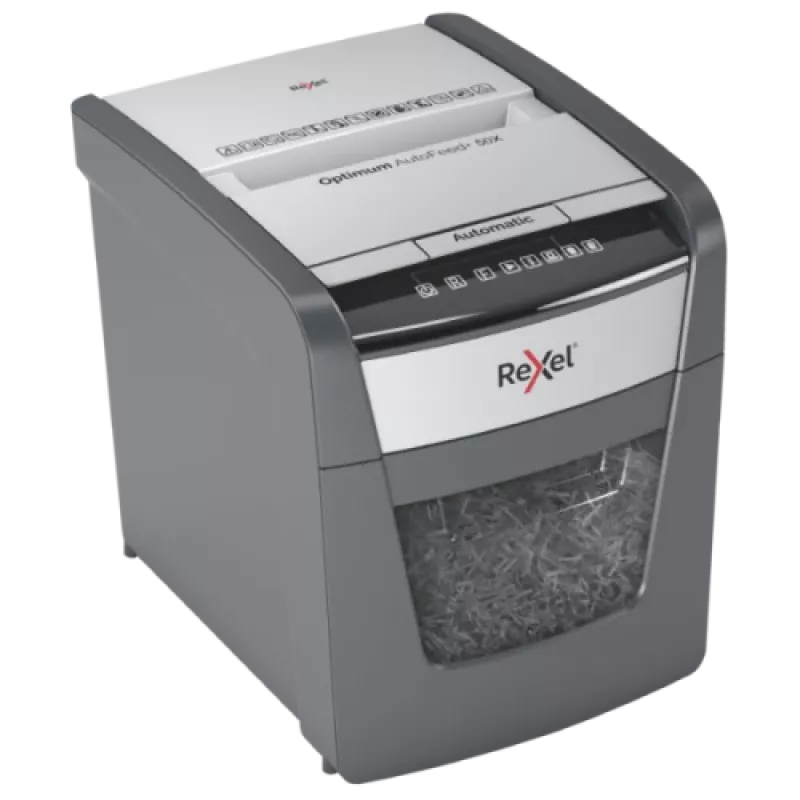Rexel Optimum AutoFeed+ 50X papierversnipperaar met automatische invoer, deelsnede, P4