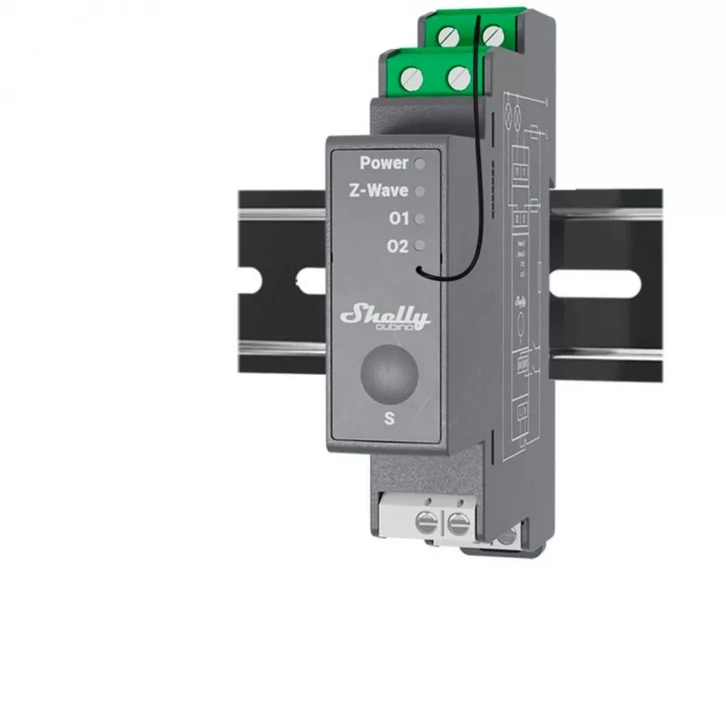 Halfgeleiderrelais Shelly Wave Pro 2 2-kanaals 25 A 110-240 V DIN-rail, 868,4 MHz