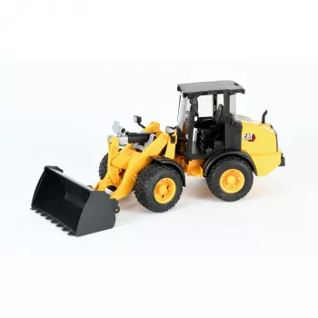 Compacte knikgestuurde wiellader BRUDER BR-02485 model op schaal 1:16, spuitgiet speelvoertuig