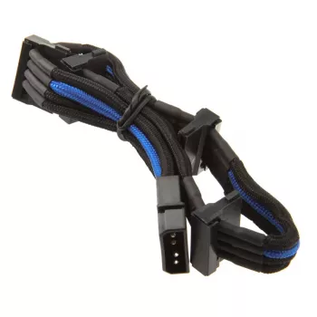 SilverStone 4-polige Molex-naar 4x SATA-kabel, 300 mm - zwart/blauw