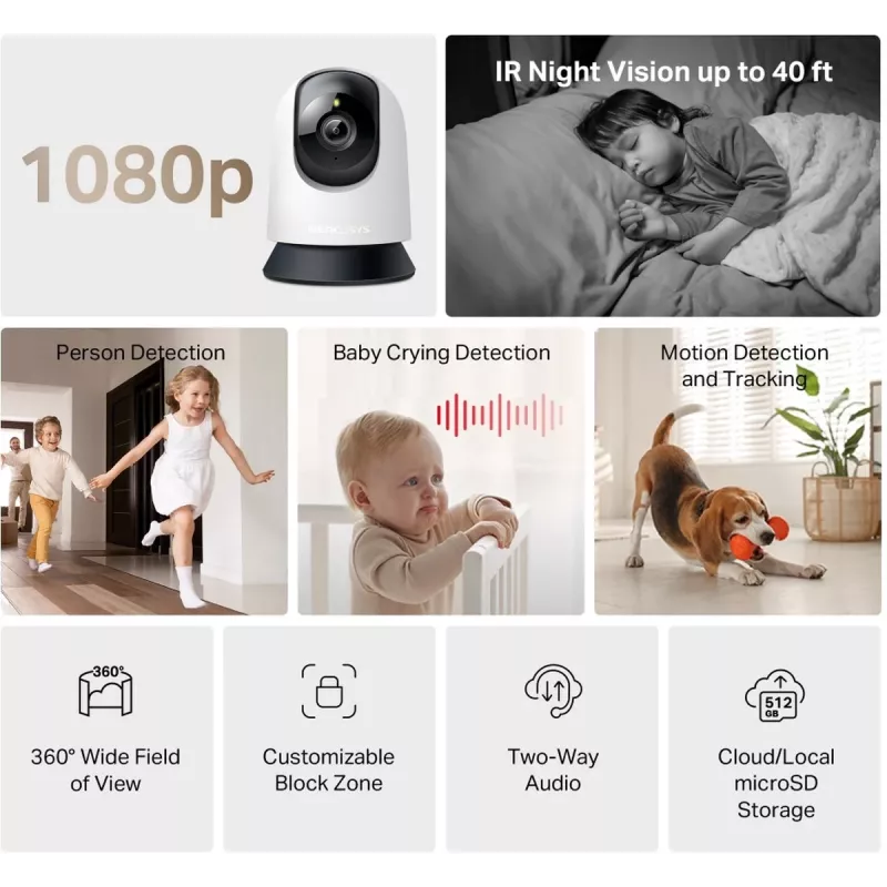 TP-LINK Mercusys MC200 pan/tilt wifi-beveiligingscamera voor thuis