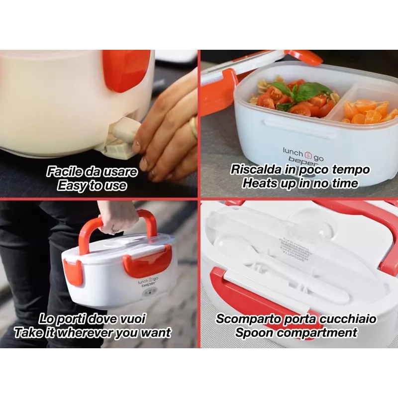 Elektrische lunchbox Beper 90.920R – 1 L voedselwarmer