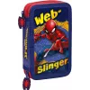 Etui Kids Euroswan 2 ritsen met accessoires Spiderman rood-blauw
