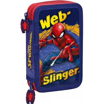 Etui Kids Euroswan 2 ritsen met accessoires Spiderman rood-blauw