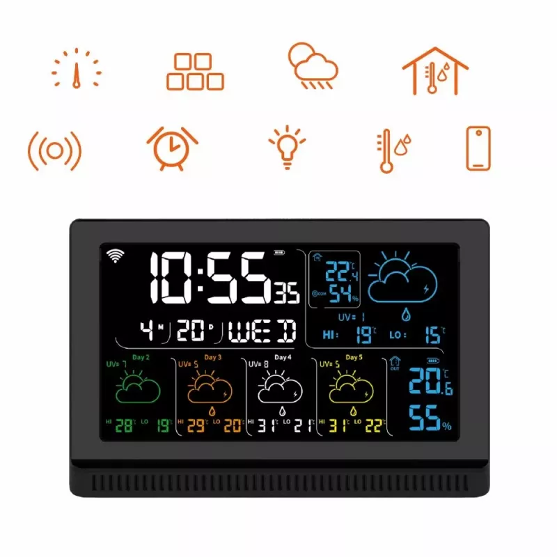 Manta MTO200B Windy Smart weerstation met buitensensor, Wi-Fi, zwart