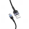 Datakabel Tellur USB naar Type-C LED nylon gevlochten 1,2 m zwart