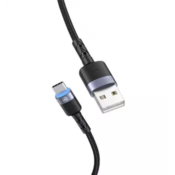 Datakabel Tellur USB naar Type-C LED nylon gevlochten 1,2 m zwart