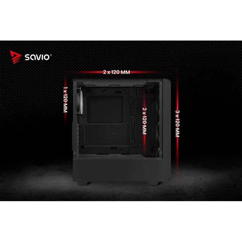 Savio Noctis Glass RGB Cube pc-behuizing, ATX/Micro-ATX/Mini-ITX, voorkant van gehard glas, RGB-fans, zwart