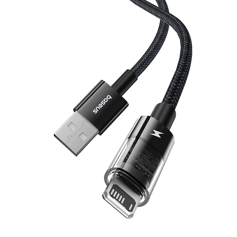 Baseus Gem USB-naar-IP 2,4A snellaadkabel 2 m Zwart