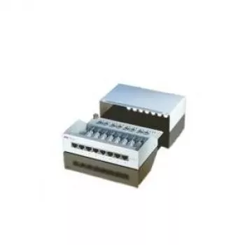Patchpaneel, 8 poorten, Cat. 5e, afgeschermd, lichtgrijs, 14 cm, 44 x 172 x 140 mm