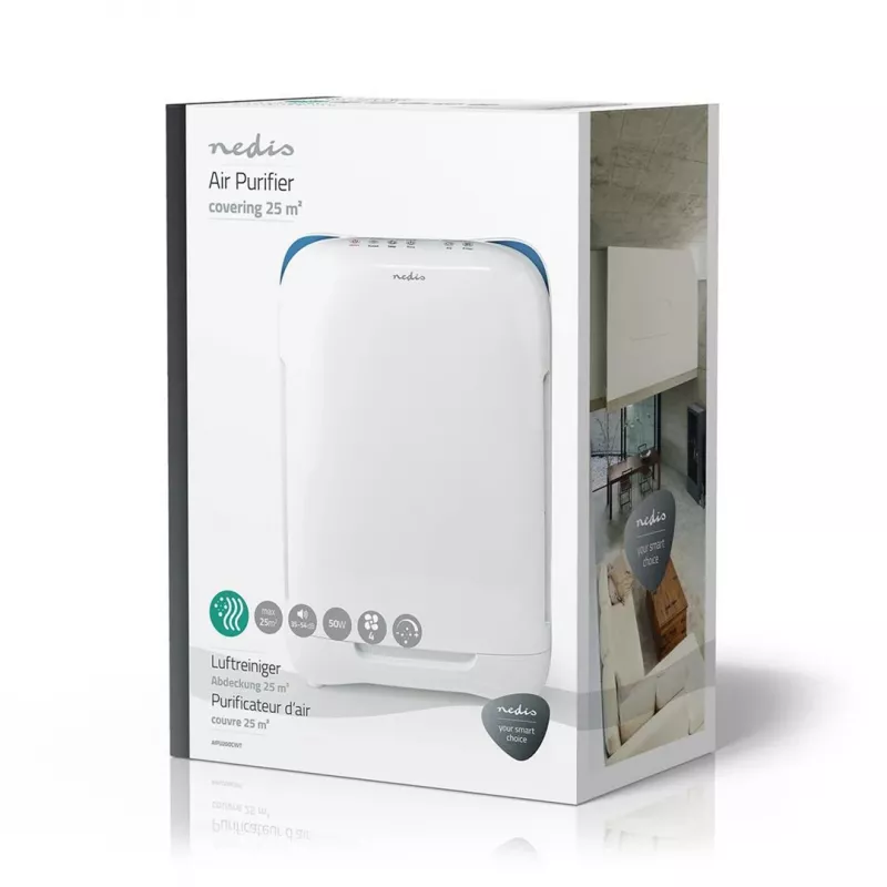 Nedis AIPU200CWT luchtreiniger 25 m² 54 dB 50 W wit