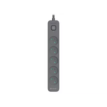 Power Line+ 5m Graphite overspanningsbeveiliging stekkerdoos (5 stopcontacten)