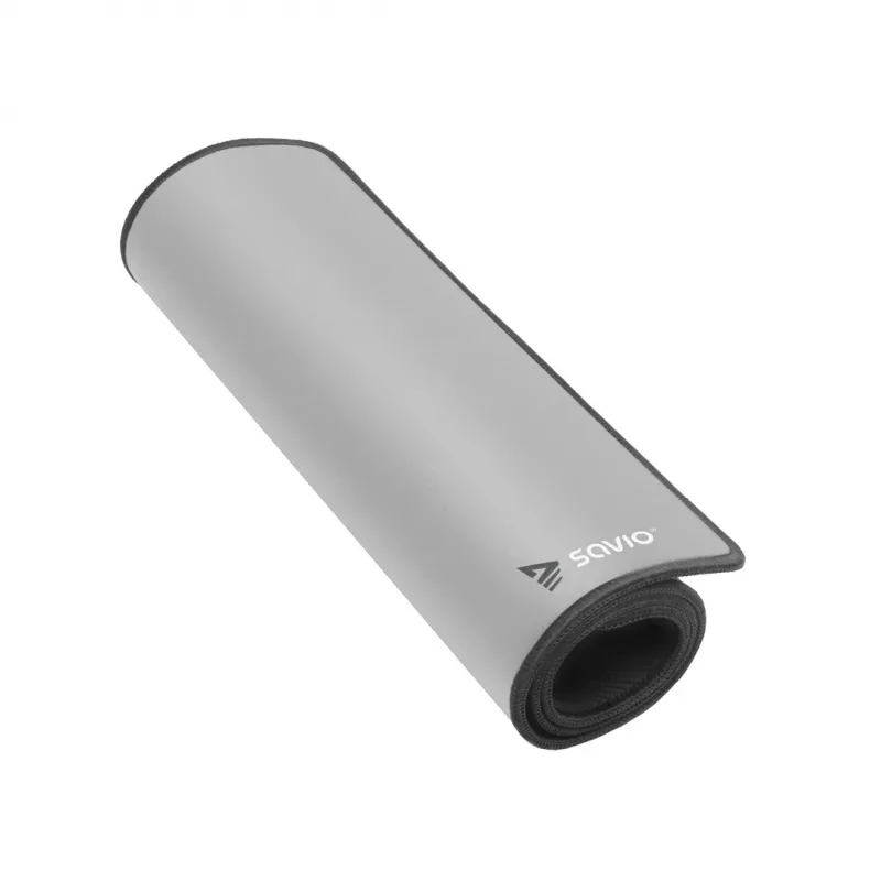Gaming-muismat SAVIO Turbo Dynamic S — grijs, 250×250 mm, 2 mm dik, gestikte randen, antislip rubberen basis