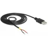 Delock kabel USB2.0 Type-A-stekker > 2 x open kabeleinden - 1,5 m - zwart (85664)