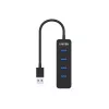UNITEK uHUB Q4 USB 3.2 Gen 1 (3.1 Gen 1) Type-A 5000 Mbit/s zwart