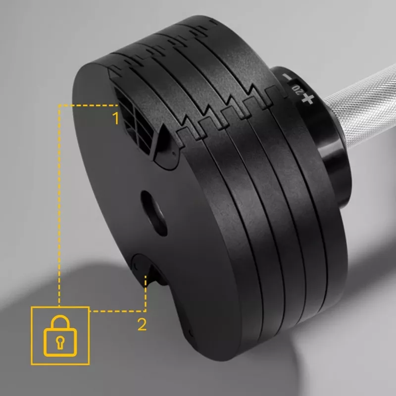 Verstelbare gietijzeren dumbbell Rebel Active 36 kg, automatische stappen van 2 kg