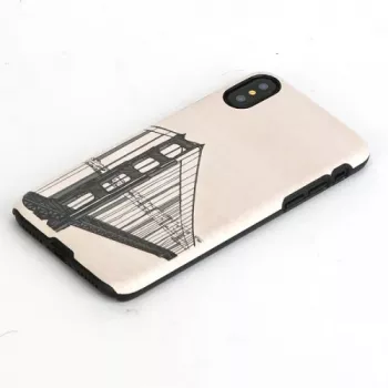 Telefoonhoesje man and wood voor iPhone X/XS, handbruggen-design, zwart