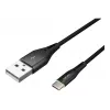 NATEC kabel USB-C/A 2.0 1m prati LED zwart nylon