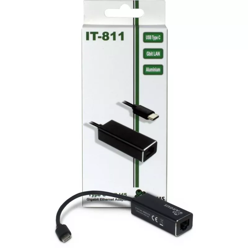 Inter-Tech Argus IT-811 - netwerkadapter - USB-C - Gigabit Ethernet - zwart (88885438)